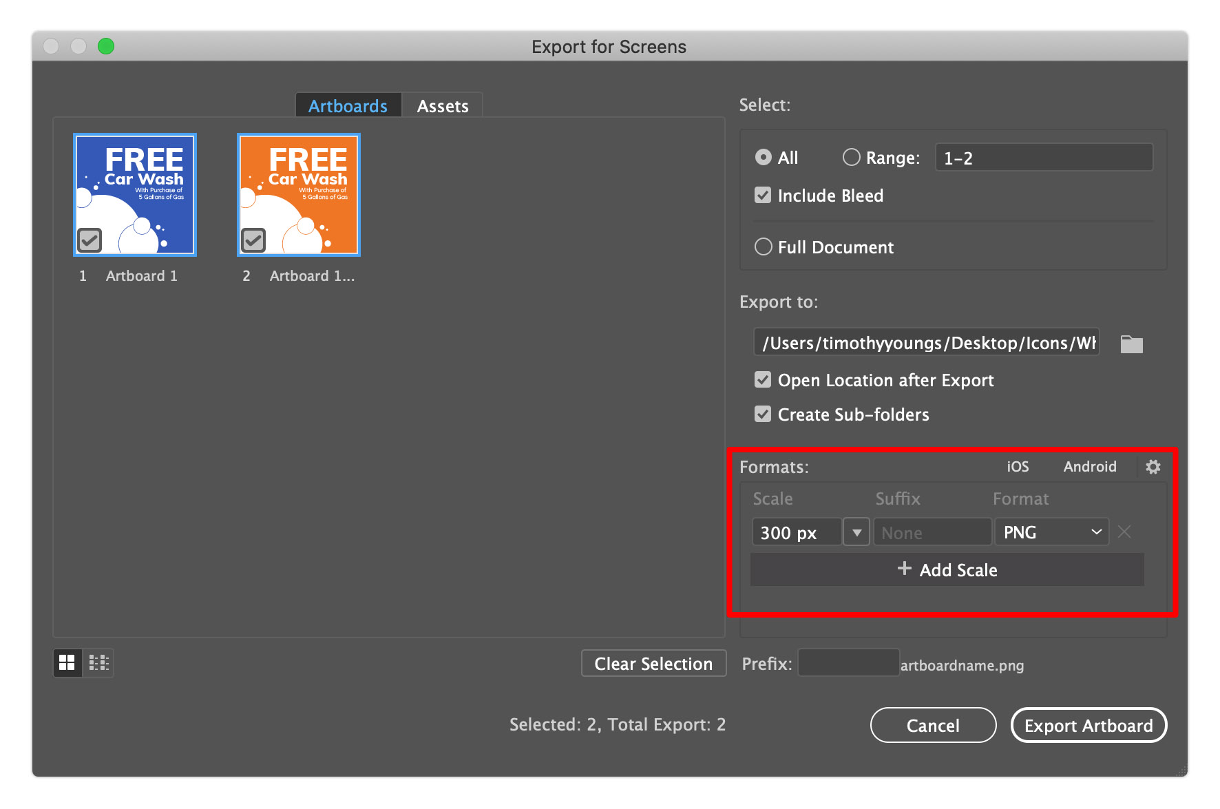 PNG export options in Illustrator