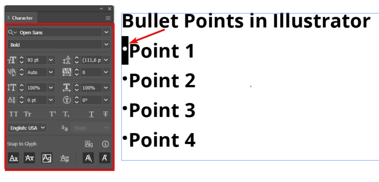 How to Add Bullet Points in Illustrator - imagy